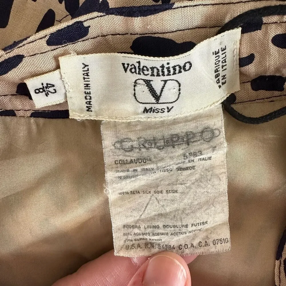 Vintage Valentino Miss V 100% Silk Skirt Cheetah Print Size 8